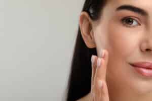 Close up of woman's smooth skin from laser skin tightening in Dallas, TX